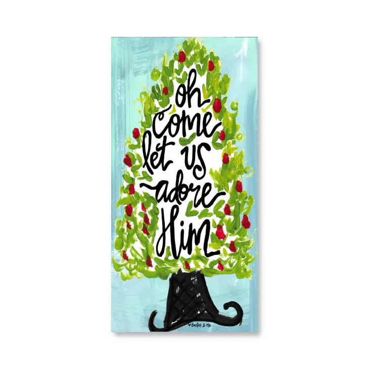 O Come Let Us Adore Him Tree Wrapped Canvas