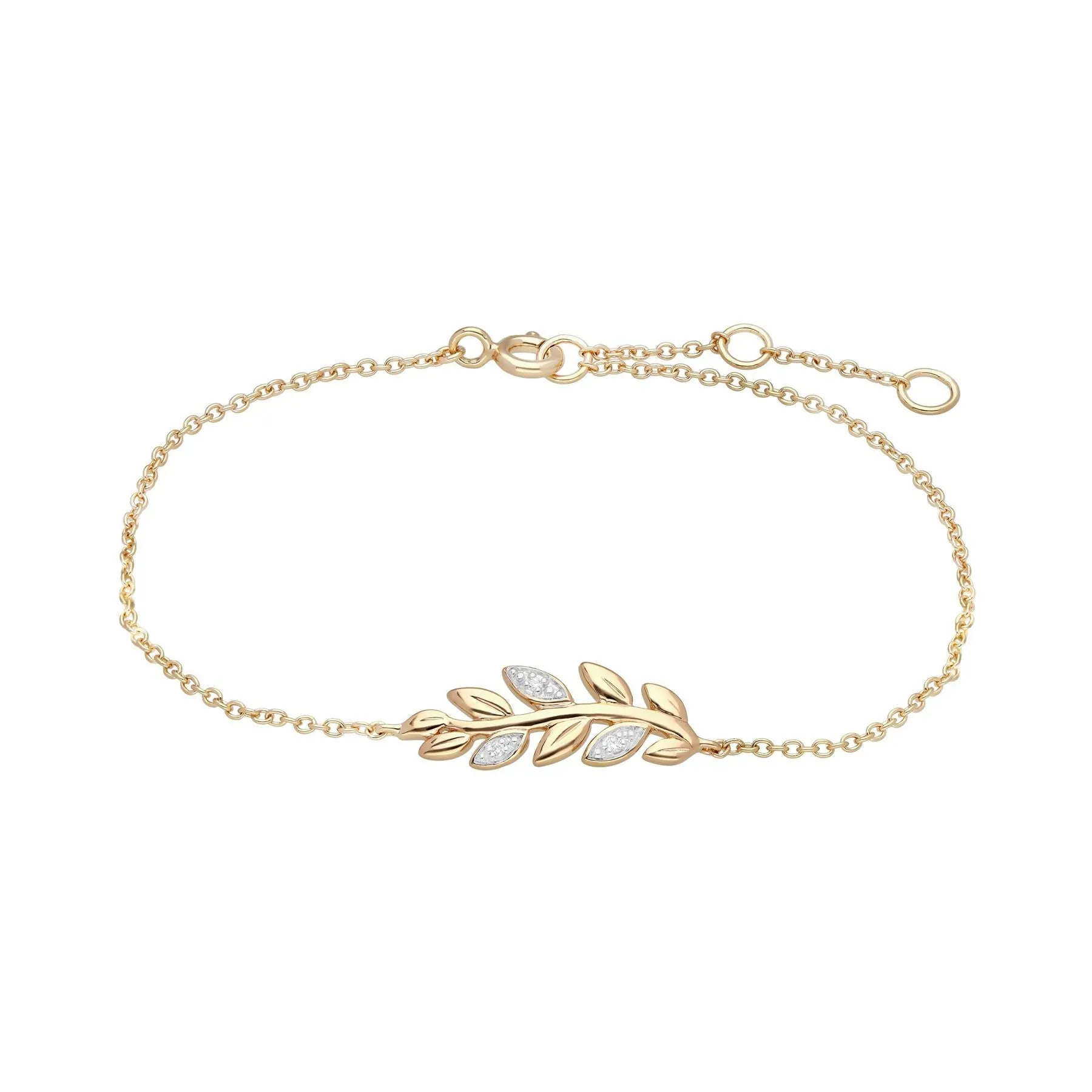 O Leaf Diamant Armband & Ohrstecker Satz in 9ct Gelb Gold