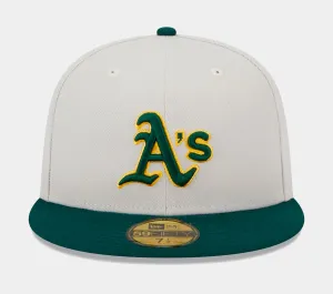 Oakland A's Varsity Letter 59FIFTY Mens Fitted Hat (White/Green)