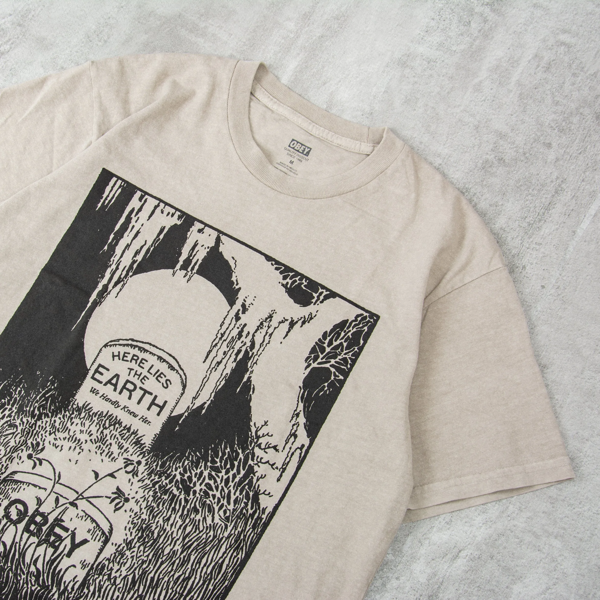 Obey Here Lies The Earth Tee - Pigment Silver Grey