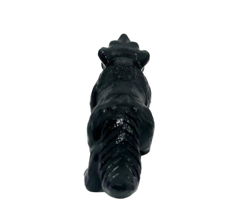 Obsidian Crystal Wolf Carving