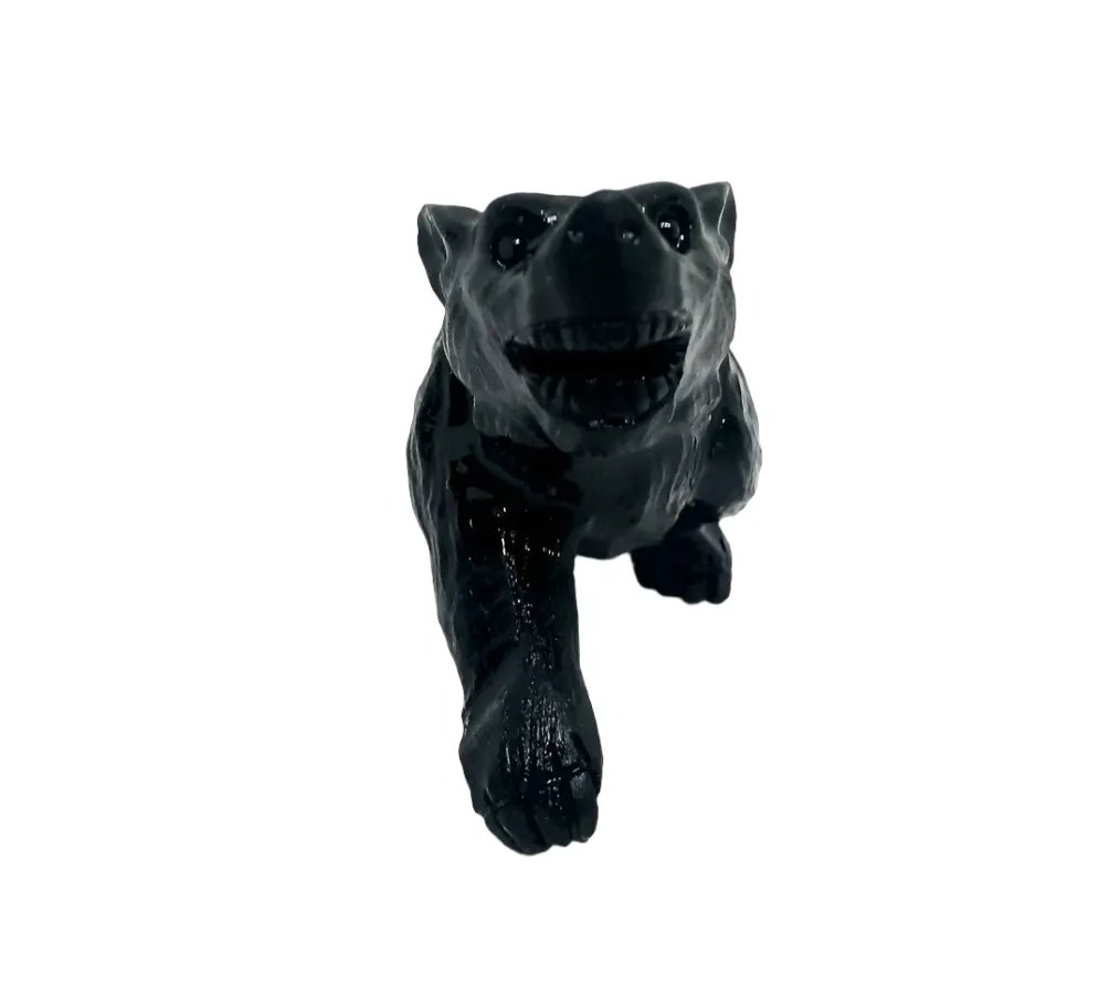 Obsidian Crystal Wolf Carving