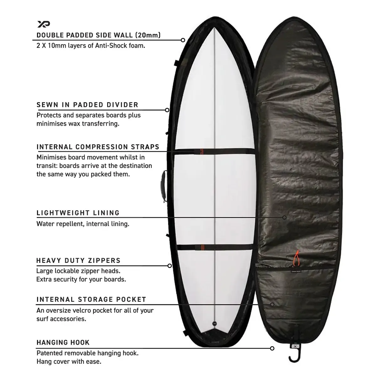 Ocean & Earth Hypa Fish/Short Travel Triple Boardbag - Wheel