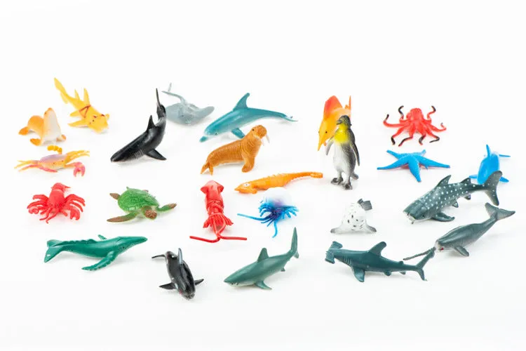 Ocean Animal Toys Shark Turtle Crab Penguin Aquarium Model Children's Educational Science and Education Accessories