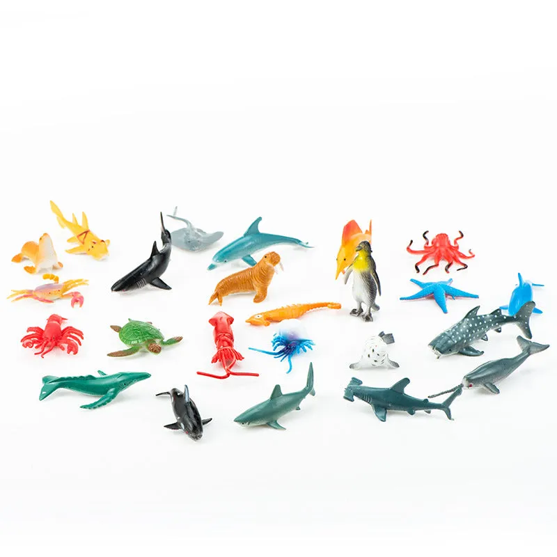 Ocean Animal Toys Shark Turtle Crab Penguin Aquarium Model Children's Educational Science and Education Accessories