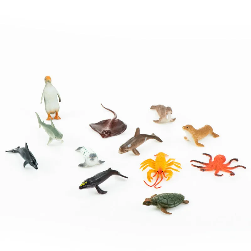 Ocean Animal Toys Shark Turtle Crab Penguin Aquarium Model Children's Educational Science and Education Accessories