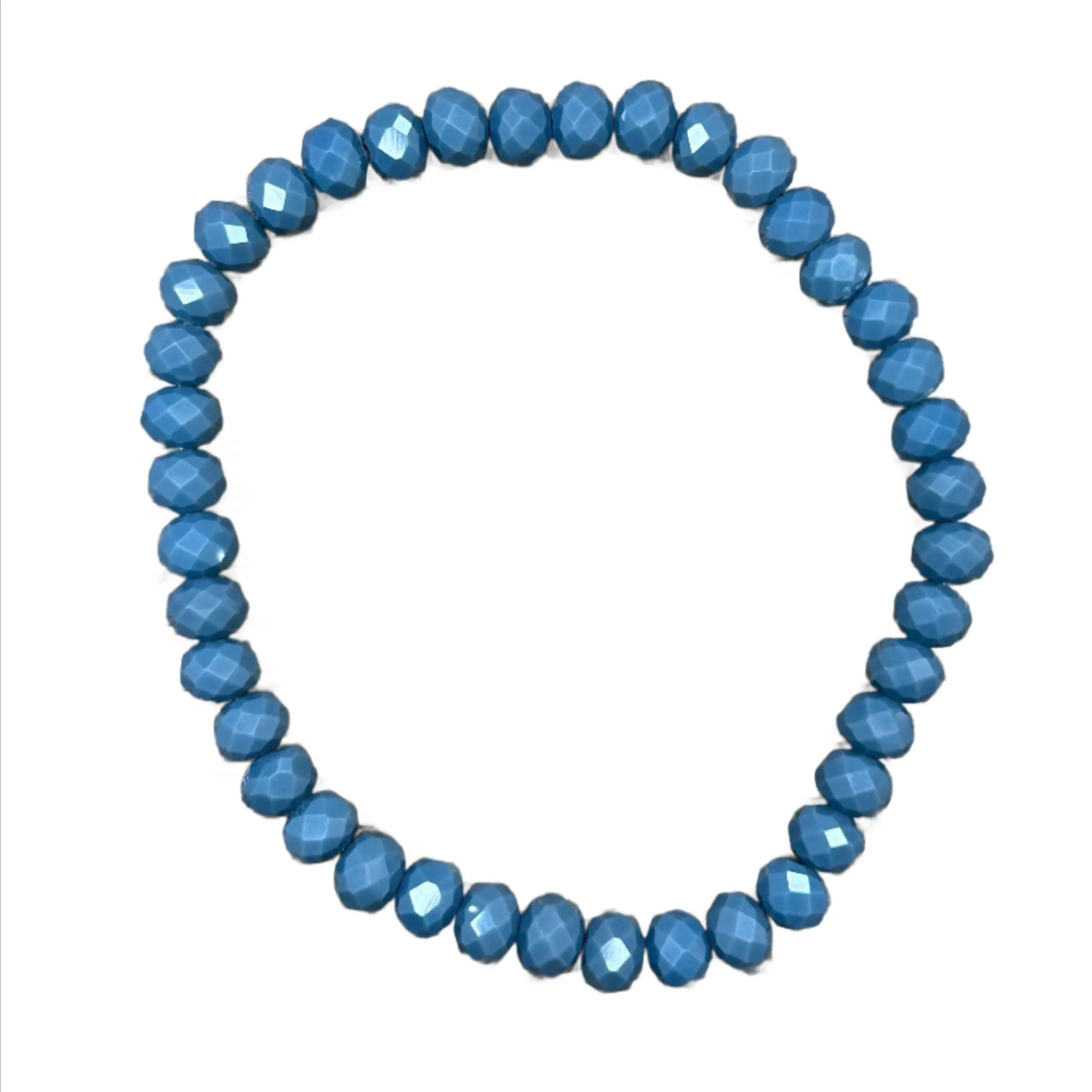 Ocean Blue 6 Faceted Rondelle 6mm Bracelet