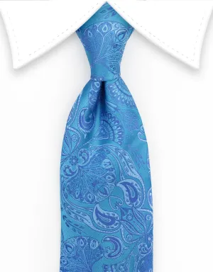 Ocean Blue Floral Necktie