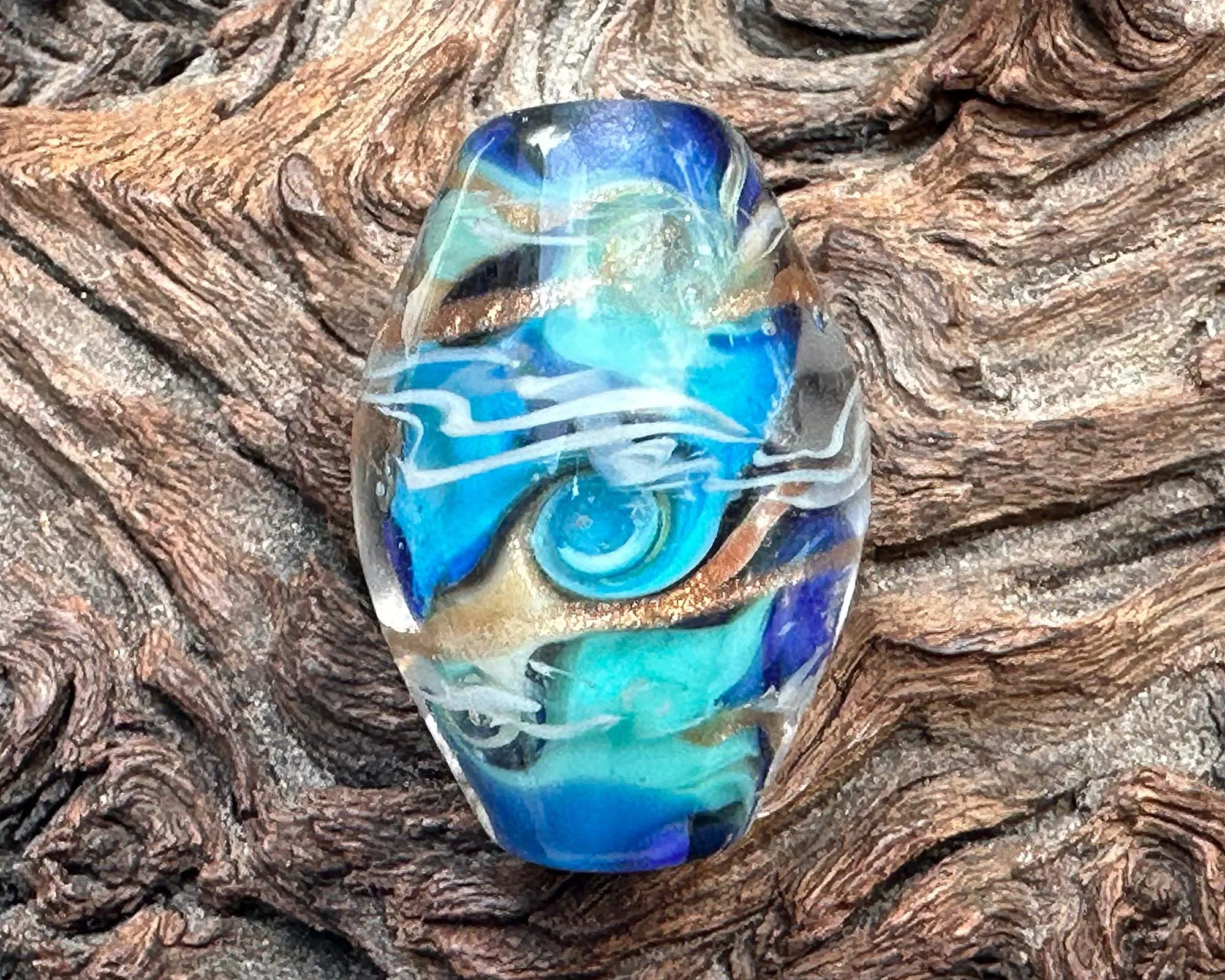 Ocean Blue Lampwork Focal Bead SRA