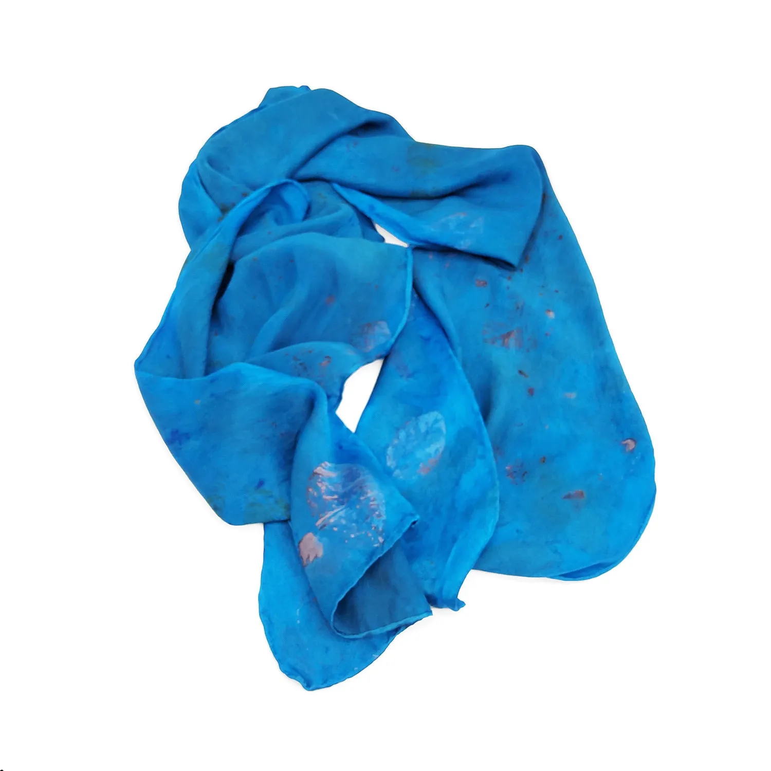 Ocean Blue Satin Silk Scarf