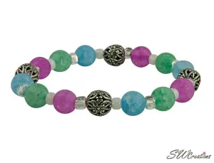 Ocean Crackle Quartz Stretch Beaded Bracelets