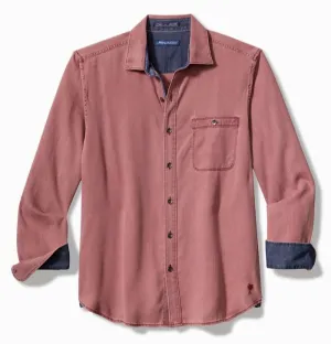 Ocean Wash Twill Long-Sleeve Shirt in Ruby Wine by Tommy Bahama