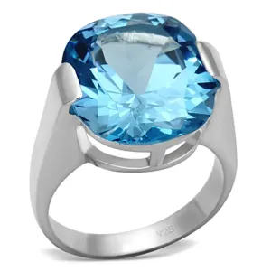 Ocean's Whisper: Sterling Silver Ring with Sea Blue Synthetic Spinel, 925 Silver Band, Luxury Accessory, Fashion Ring