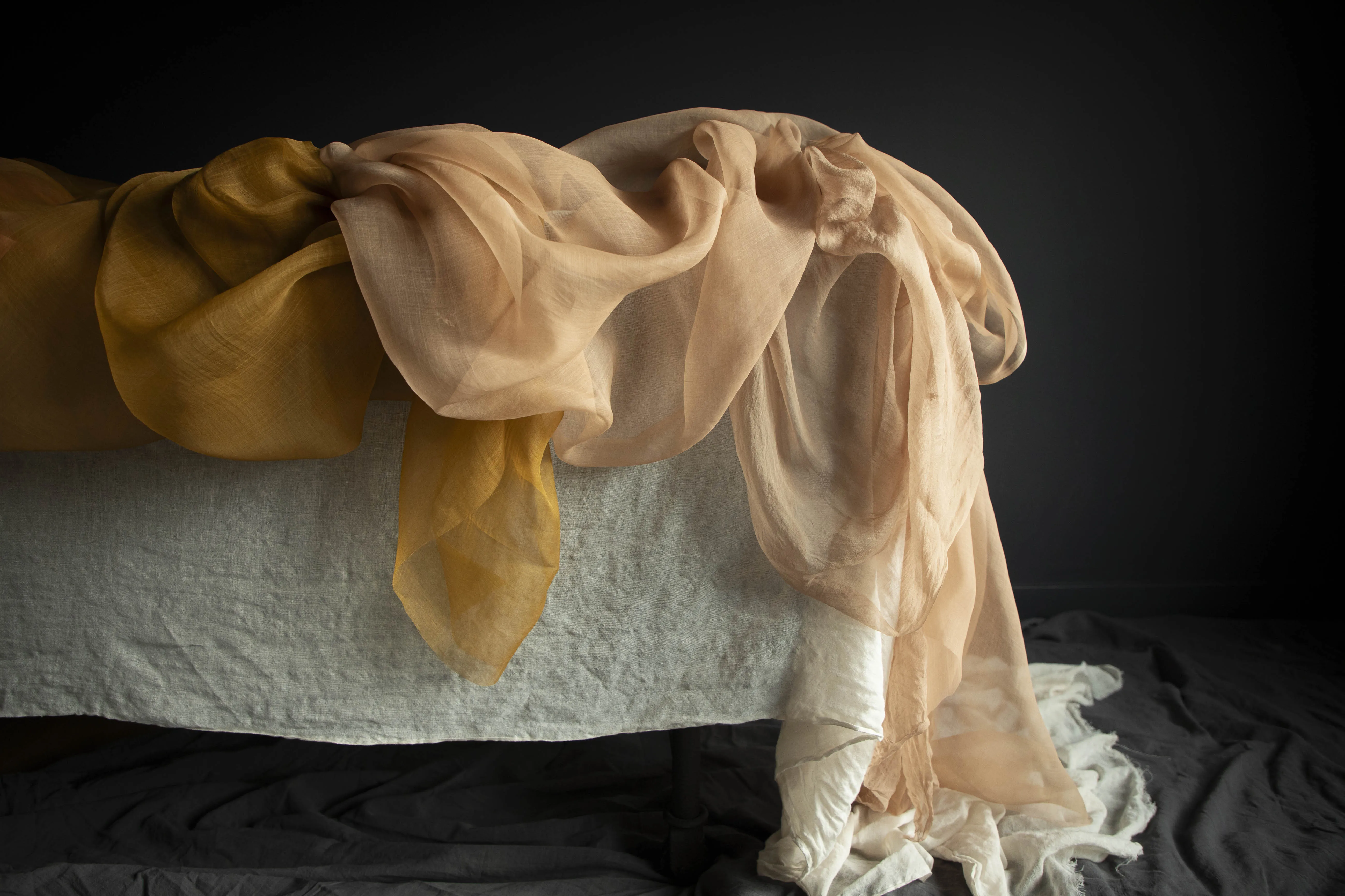 Ochre {Gossamer Organic Silk Fabric}