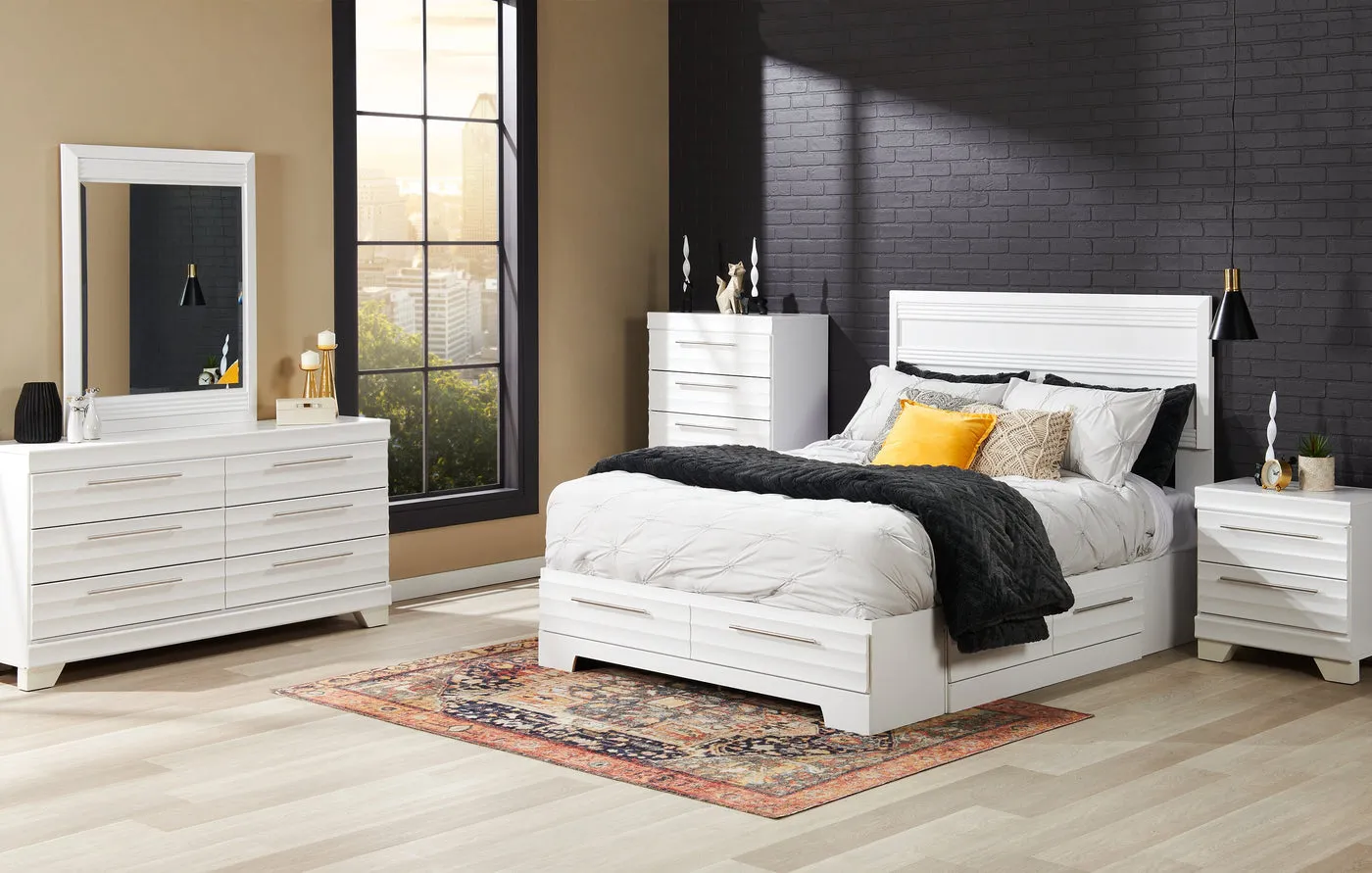 Odense Full Storage Bed - White