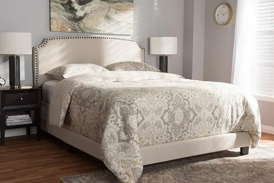 Odette Light Beige Fabric Upholstered Bed (Full)