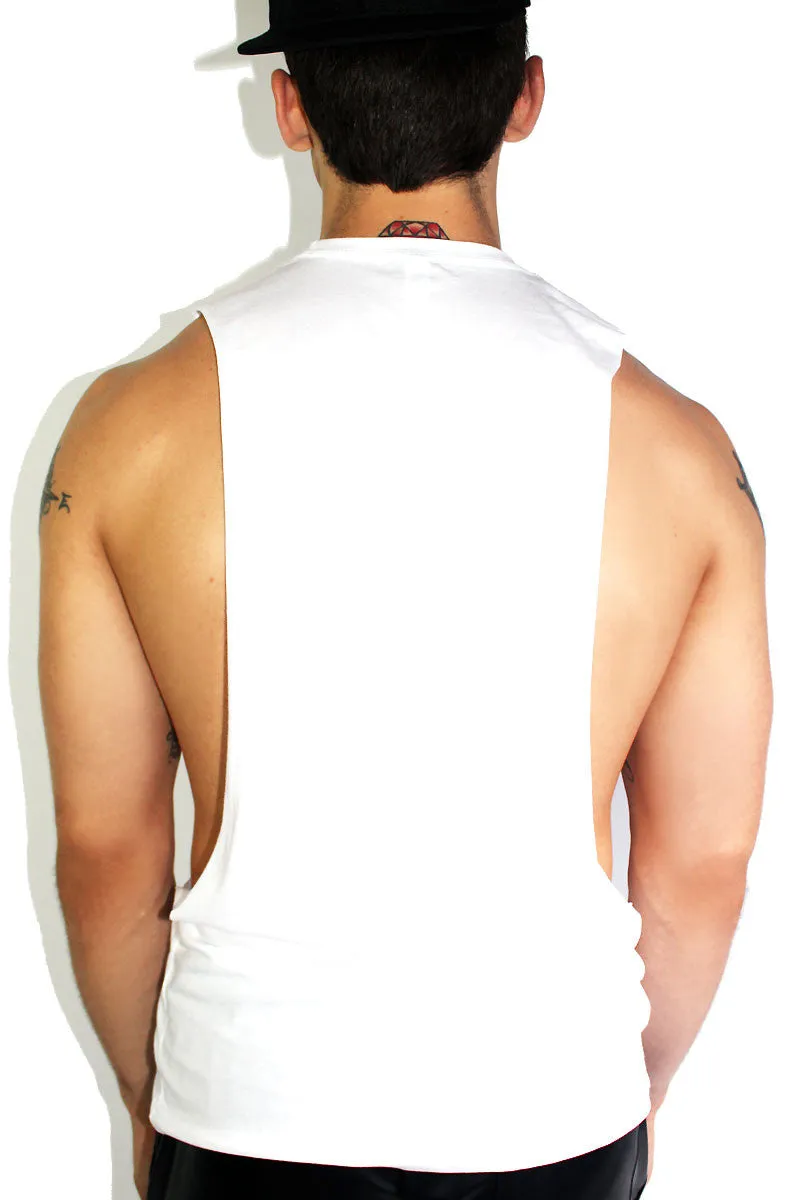 Off Duty Drag Queen Low Armhole Tank- White