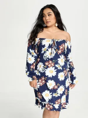 Off Shoulder Knot Floral Dress