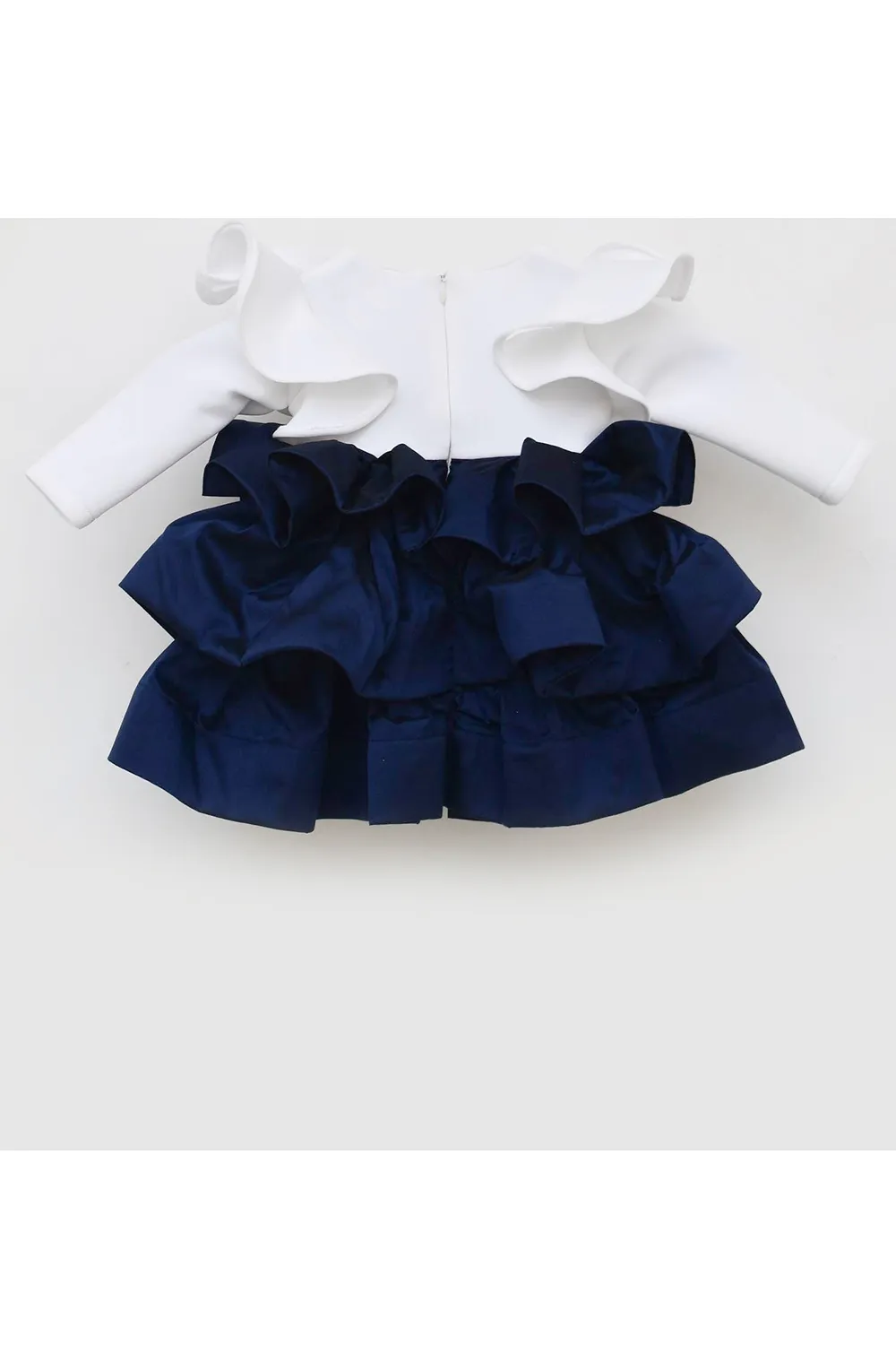 Off white and dark blue silk unicorn frock