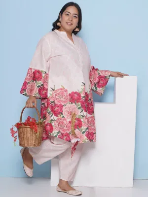 Off white Color Printed kurta with Pants