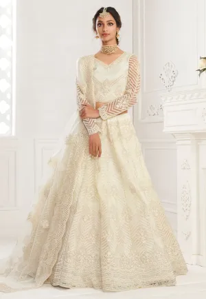 Off White Designer Wedding Lehenga Choli