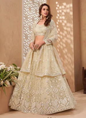 Off White Embroidered Designer Weddinng Lehenga Choli