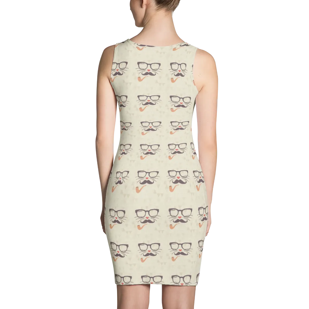 Off-White Hipster Print Bodycon Dress