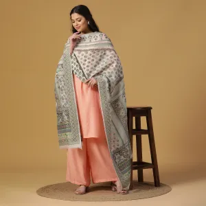 Off White Jacquard Silk/Zari Blend Dupatta