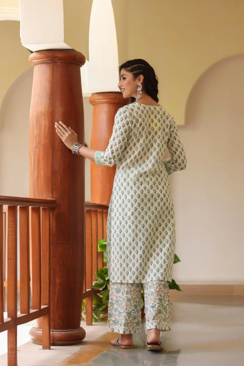 Off White Rayon Blend Gotta Patti Kurta Set