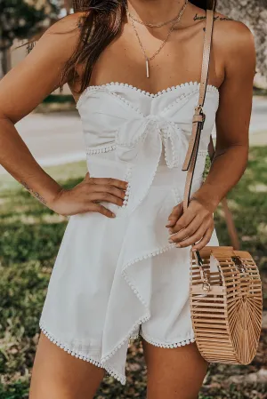 Off White Strapless Romper