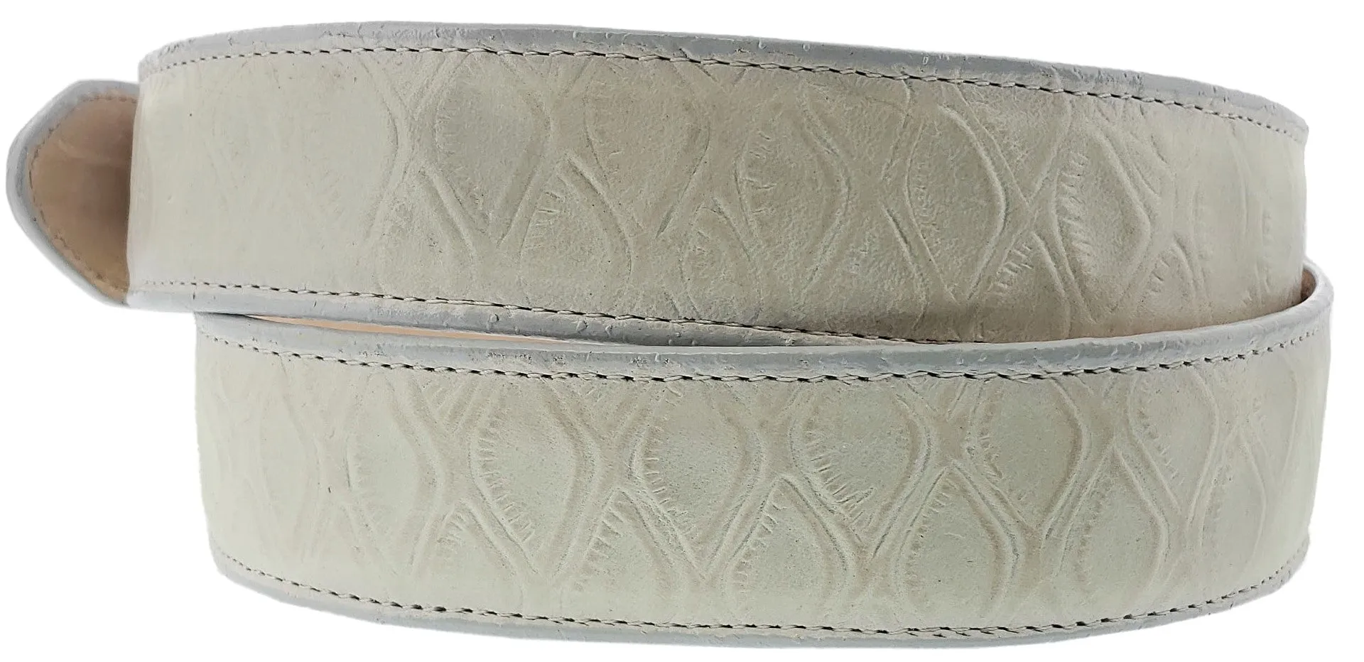 Off White Western Cowboy Belt Anteater Print Leather - Rodeo Buckle