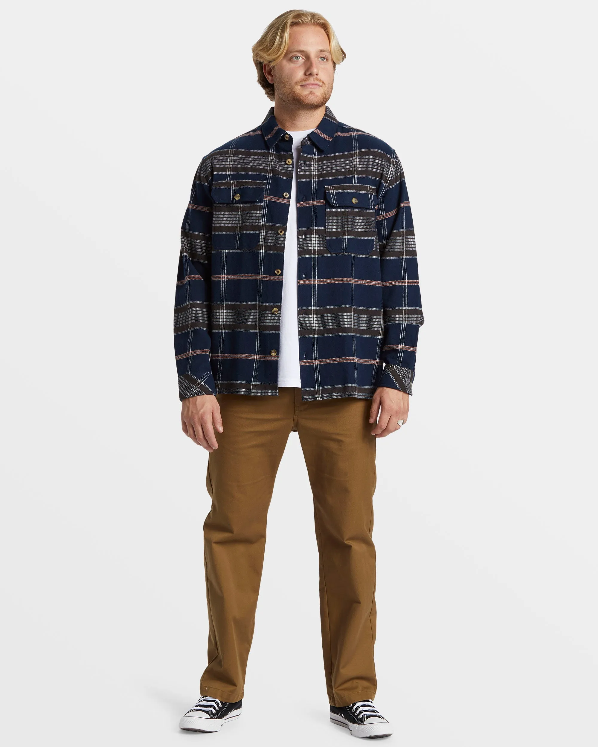 Offshore Long Sleeve Flannel Shirt - Navy