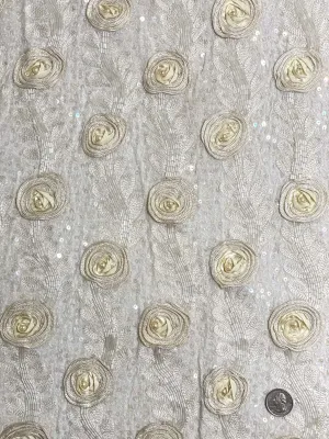 Offwhite Sequin & Beads On Silk Chiffon JEC-076-2 Fabric