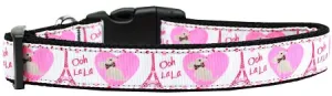 Oh La La Paris Nylon Dog Collar Medium Narrow