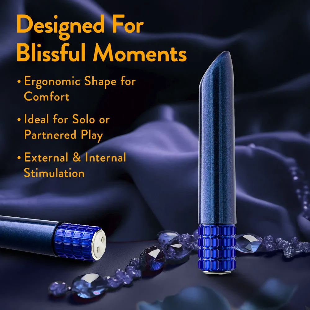 Oh My Gem | Mystery 5 Inch Pocket-Sized Power Vibrator With Tapered Tip & Sapphire Gem Base – In Blue