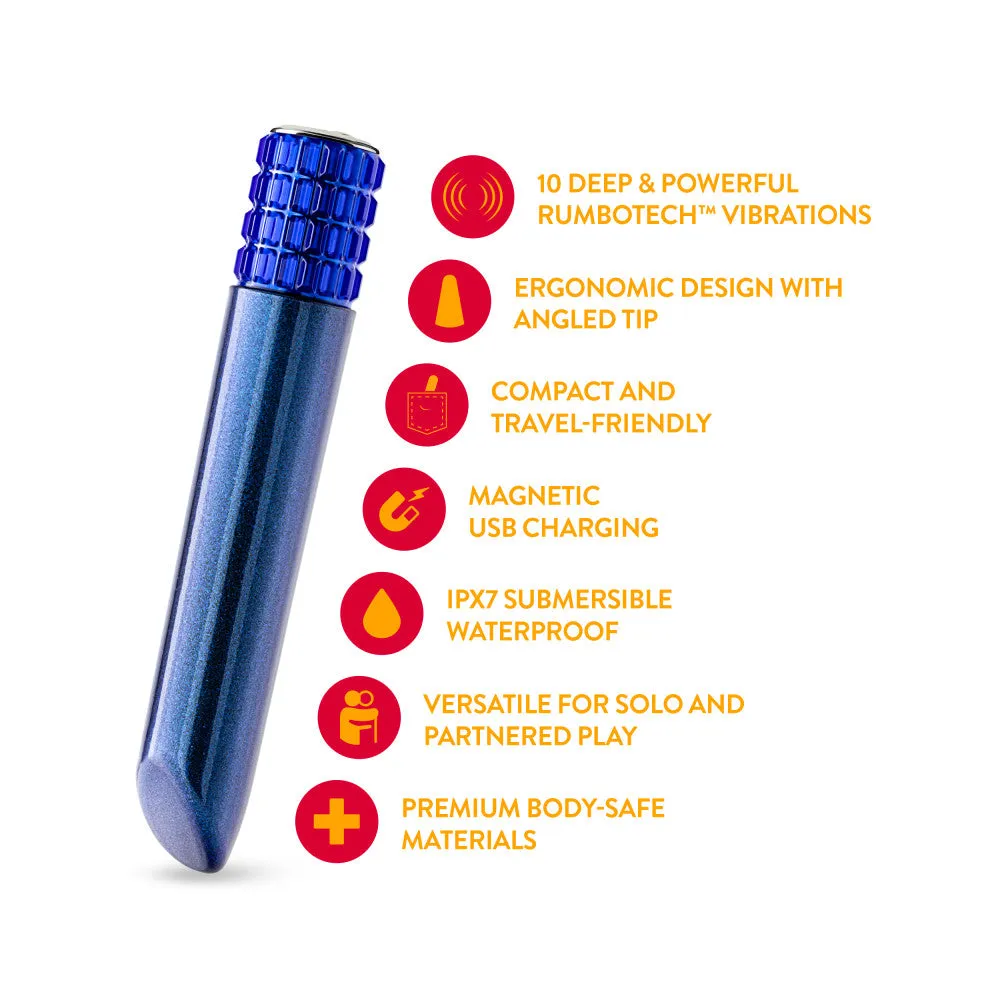 Oh My Gem | Mystery 5 Inch Pocket-Sized Power Vibrator With Tapered Tip & Sapphire Gem Base – In Blue