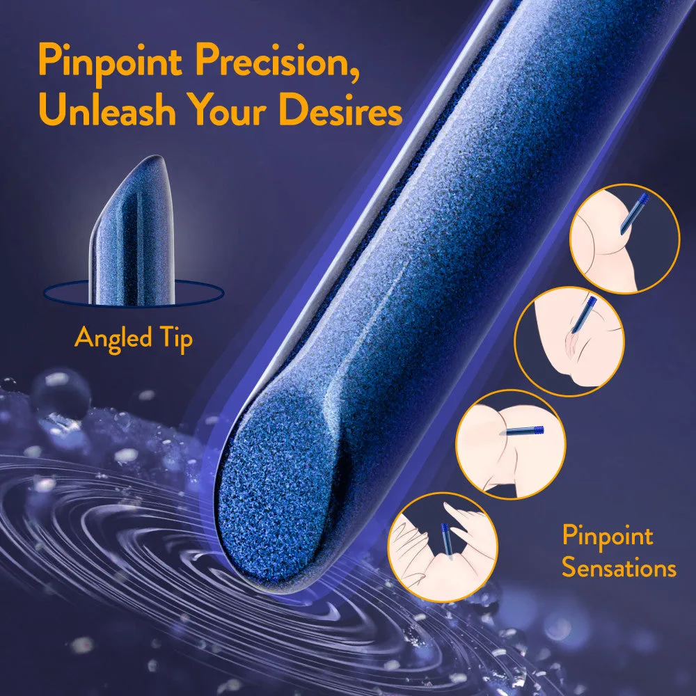 Oh My Gem | Mystery 5 Inch Pocket-Sized Power Vibrator With Tapered Tip & Sapphire Gem Base – In Blue