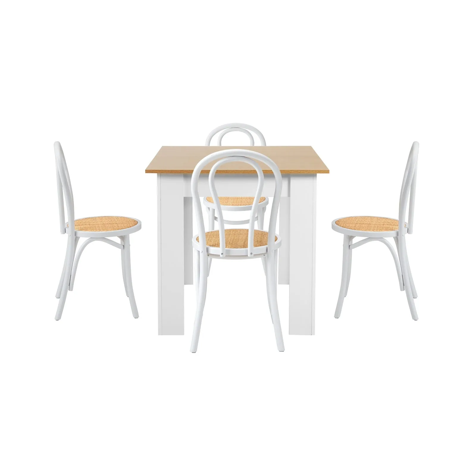 Oikiture 160cm Extendable Dining Table with 4PCS Crossback Dining Chairs White