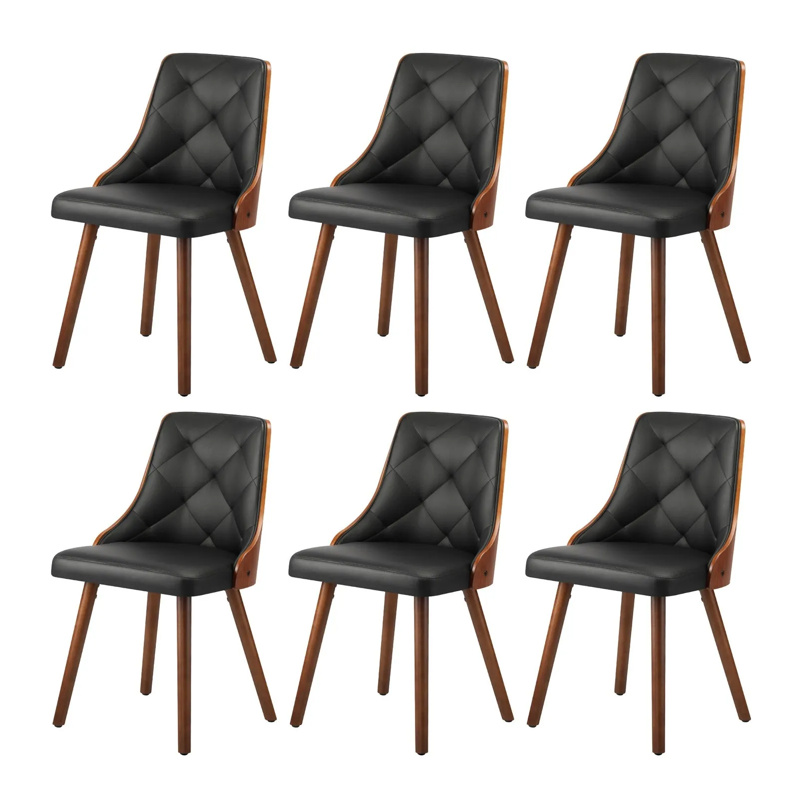 Oikiture 160cm Extendable Dining Table with 6PCS Dining Chairs PU Leather Black