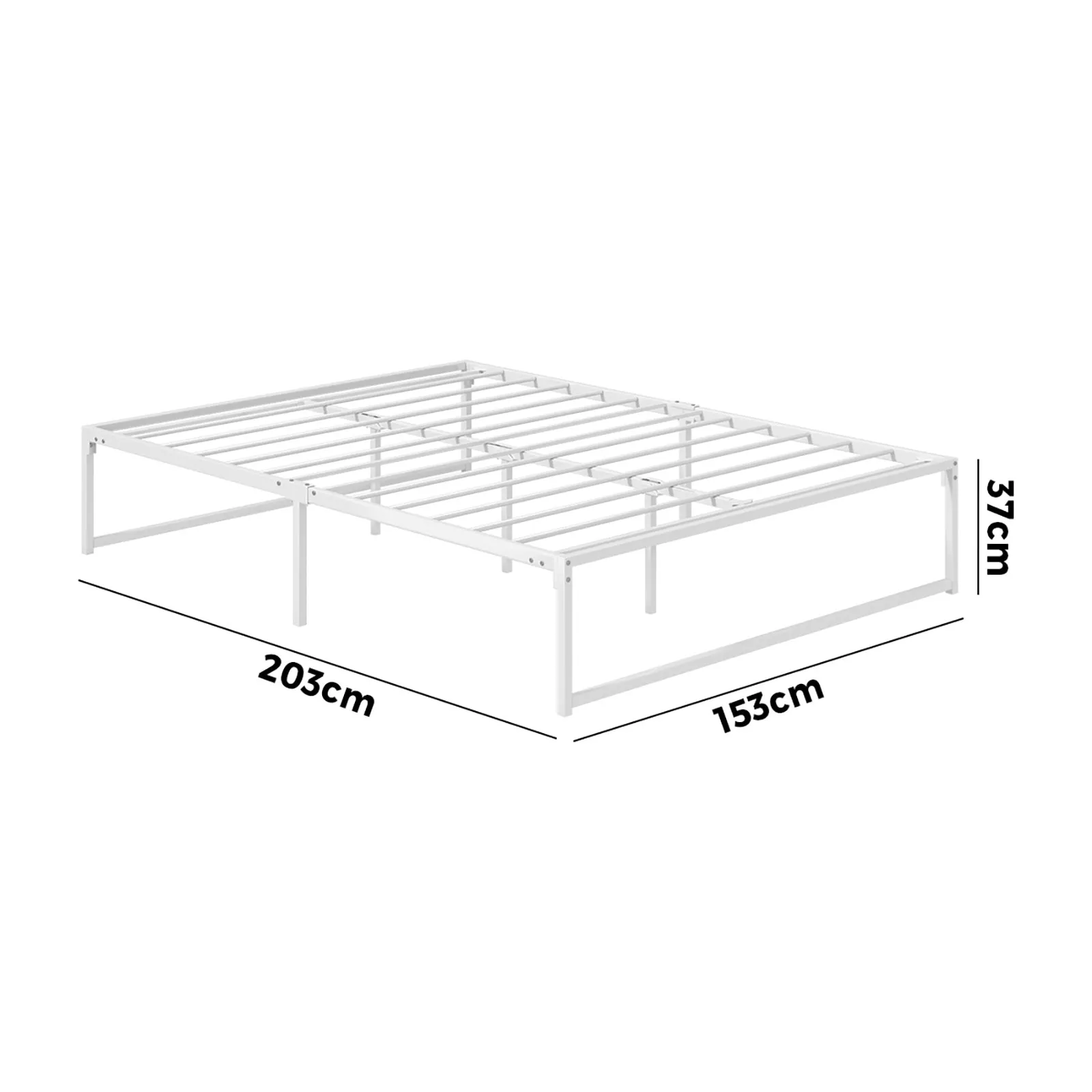 Oikiture Metal Bed Frame Queen Size Beds Base Platform White