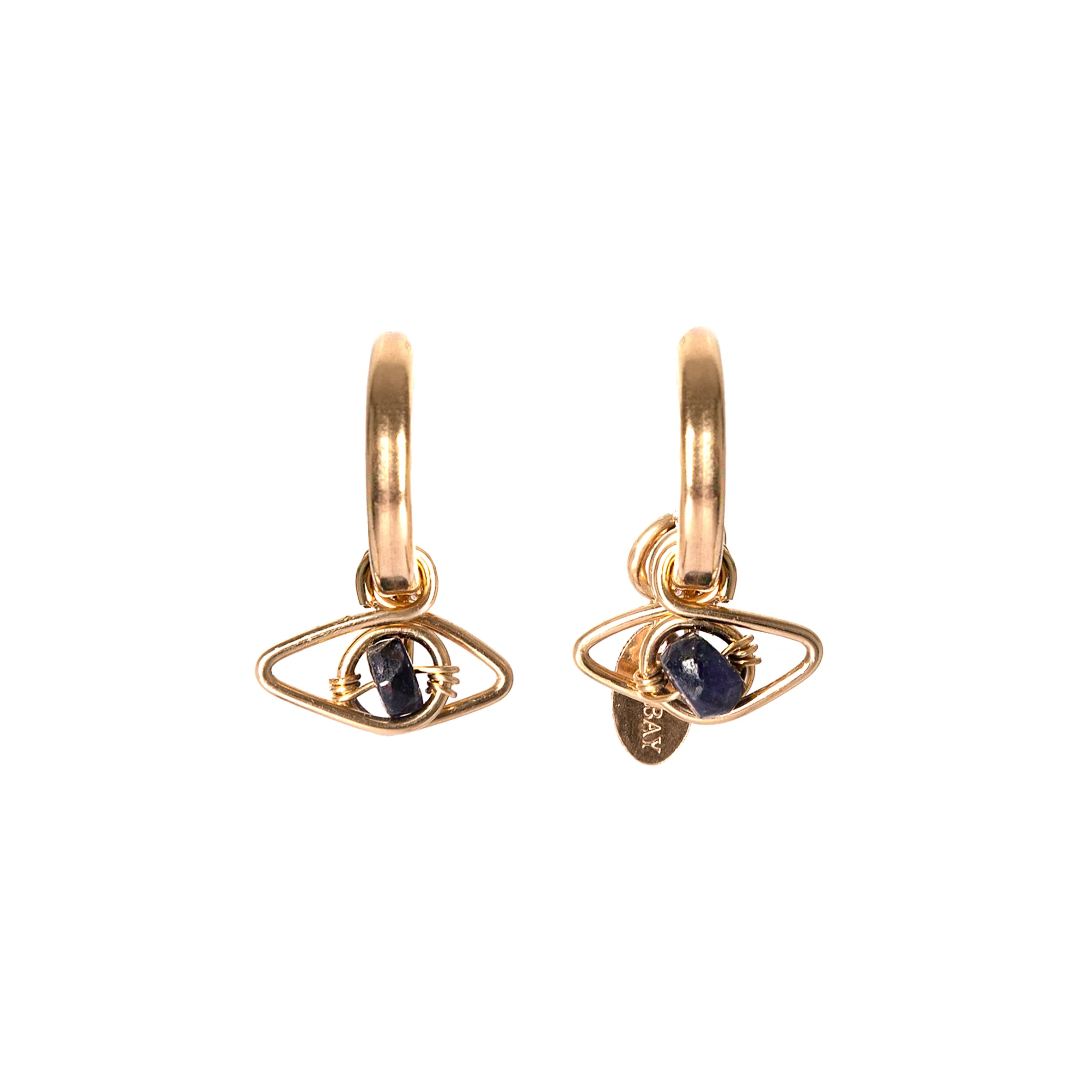 Ojos Hoop Earrings (12mm) - Blue Sapphire