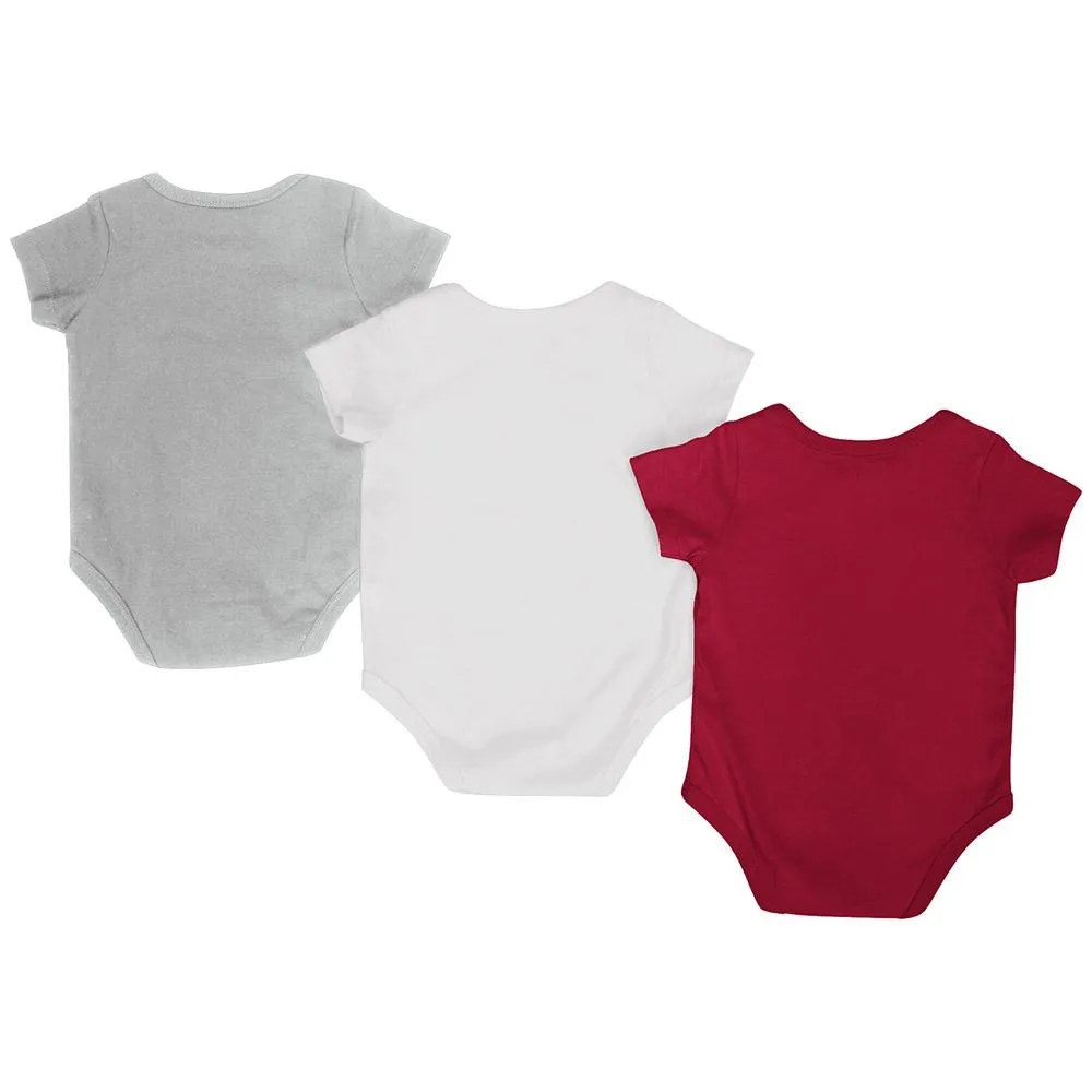 Oklahoma Sooners Colosseum Red White Gray Infant One Piece Outfits - 3 Pack