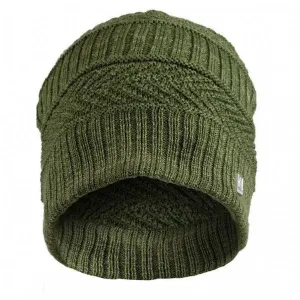 Olann Green Woven Detail Beanie