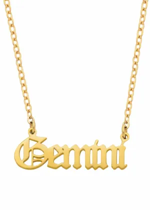 Old English Zodiac Gemini Necklace