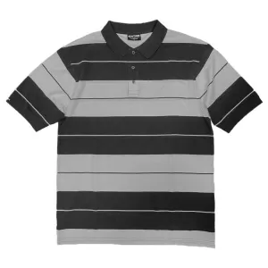 Old School Black Grey Pique Polo