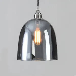 Old School Electric Bell blown glass pendant light - smoked