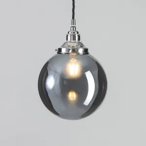 Old School Electric Globe blown glass pendant light - smoked