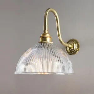 Old School Electric Prismatic dome bathroom swan arm wall light