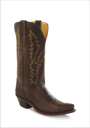 Old West Brown Canyon Womens All Leather 12in Stitch Snip Toe Cowboy Boots