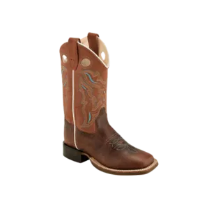 Old West Kid's Boys Leather Cowboy Brown Boots